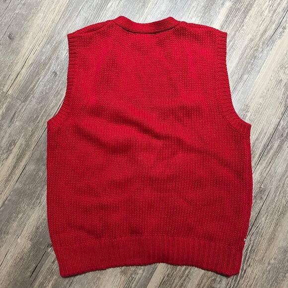 Vtg 90s Counterparts Sweater Vest Red Colorful Geometric Supermarket Sweep - Picture 8 of 8